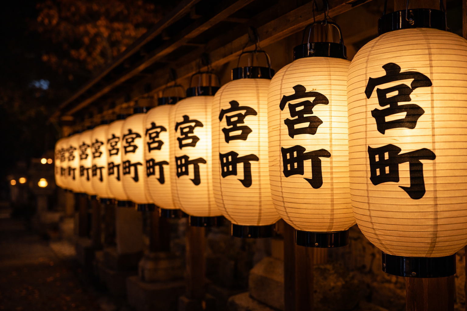 町名が書かれた祭り提灯